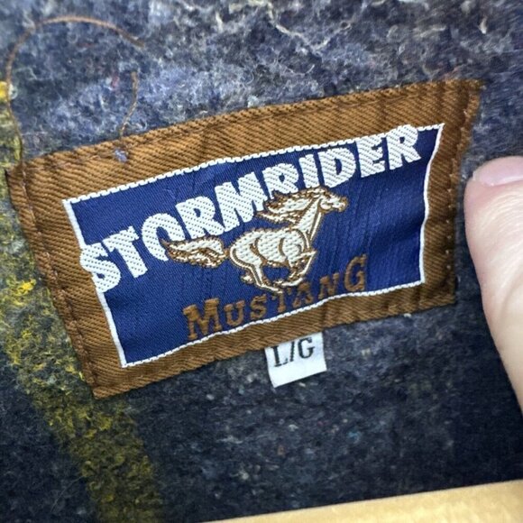 Mustang Stormrider Men L Blanket Lined Denim Jacket Blue Oilfield Logo - Picture 6 of 11